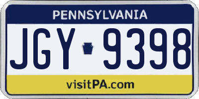 PA license plate JGY9398