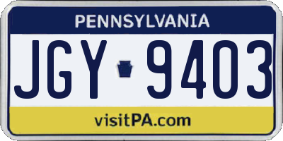 PA license plate JGY9403
