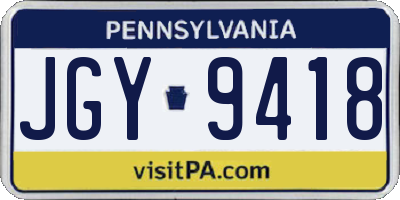 PA license plate JGY9418