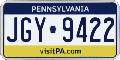 PA license plate JGY9422