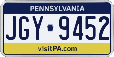 PA license plate JGY9452