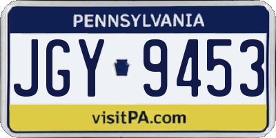 PA license plate JGY9453