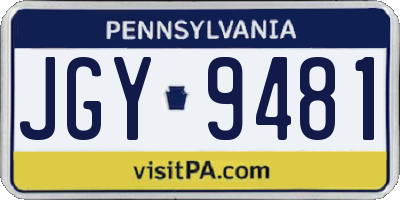 PA license plate JGY9481