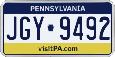 PA license plate JGY9492