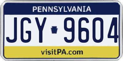 PA license plate JGY9604