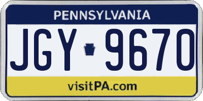 PA license plate JGY9670