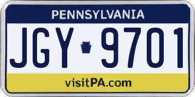 PA license plate JGY9701