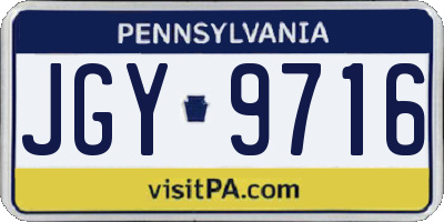 PA license plate JGY9716