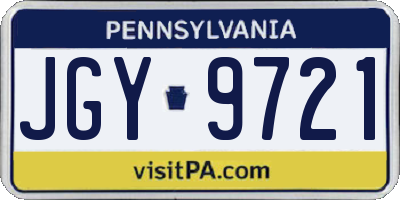 PA license plate JGY9721