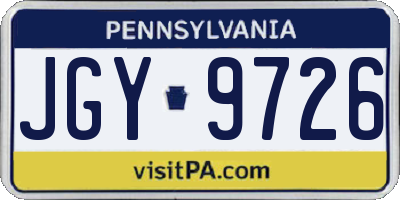 PA license plate JGY9726