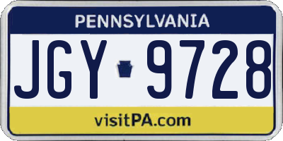 PA license plate JGY9728