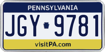 PA license plate JGY9781