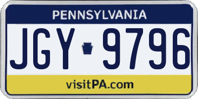 PA license plate JGY9796