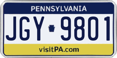 PA license plate JGY9801