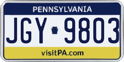 PA license plate JGY9803