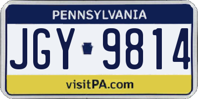 PA license plate JGY9814