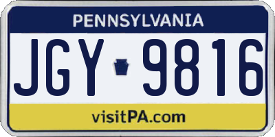 PA license plate JGY9816