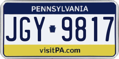 PA license plate JGY9817