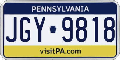 PA license plate JGY9818