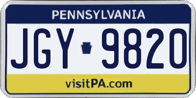 PA license plate JGY9820