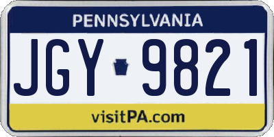 PA license plate JGY9821