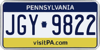 PA license plate JGY9822