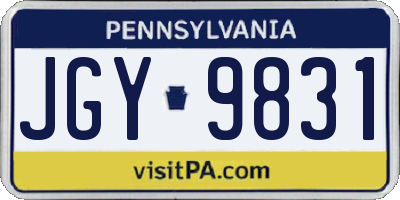 PA license plate JGY9831