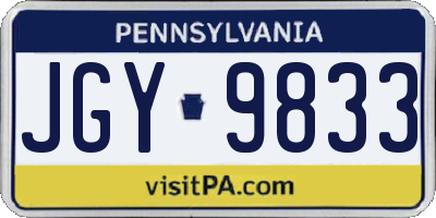 PA license plate JGY9833