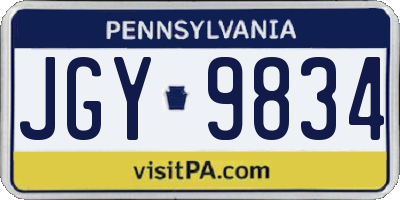PA license plate JGY9834