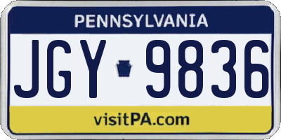PA license plate JGY9836