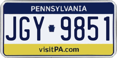 PA license plate JGY9851