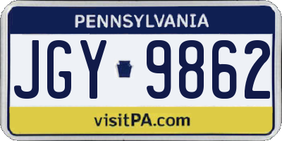 PA license plate JGY9862