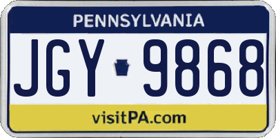 PA license plate JGY9868