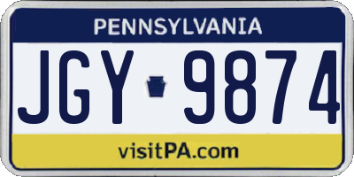 PA license plate JGY9874