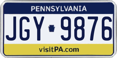 PA license plate JGY9876