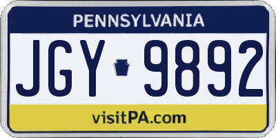 PA license plate JGY9892