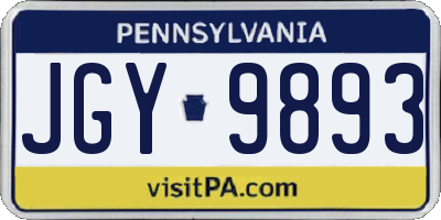 PA license plate JGY9893