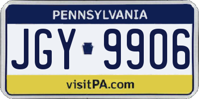 PA license plate JGY9906
