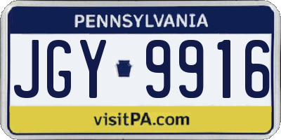 PA license plate JGY9916