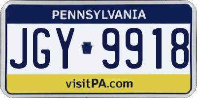 PA license plate JGY9918