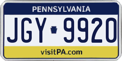 PA license plate JGY9920