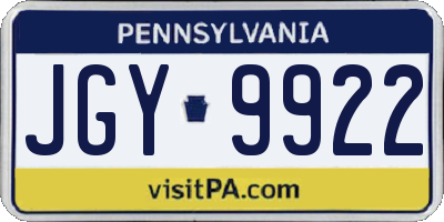 PA license plate JGY9922