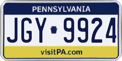 PA license plate JGY9924