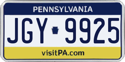 PA license plate JGY9925