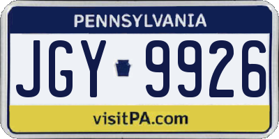 PA license plate JGY9926