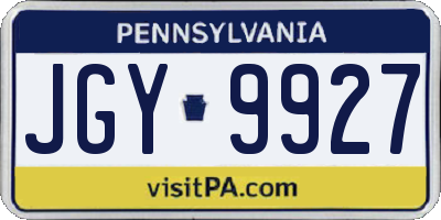PA license plate JGY9927