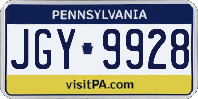 PA license plate JGY9928