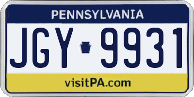 PA license plate JGY9931