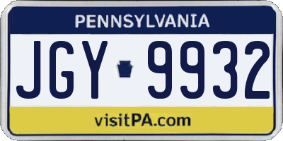 PA license plate JGY9932