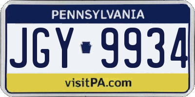 PA license plate JGY9934
